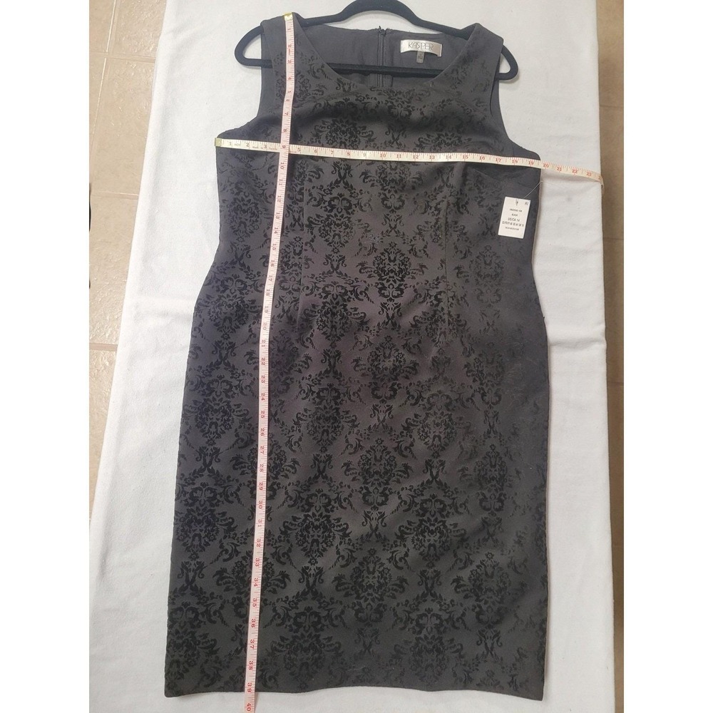 Kasper Black Damask Sheath Dress Party Wedding Classy Size 10/14‎ NWT - Picture 7 of 7
